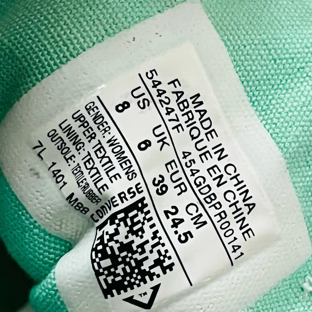 Converse All Star Chuck Taylor shoes Women’s 8 EU 39 Mint Green Sneakers Rare - Picture 12 of 14